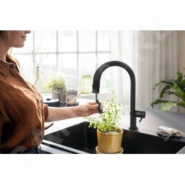 Hansgrohe Aqittura M91 - Mitigeur d'évier avec bec extractible et filtration, noir mat 76803670