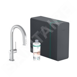 Hansgrohe Aqittura M91 - Mitigeur d'évier avec bec extractible, SodaSystem, sBox, chrome 76836000