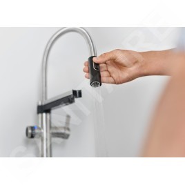 Blanco EVOL-S Pro - Mitigeur d’évier avec bras flexible, douchette et fonction filtrante, inox/noir 526311