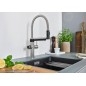 Blanco EVOL-S Pro - Mitigeur d’évier avec bras flexible, douchette et fonction filtrante, inox/noir 526311