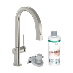 Hansgrohe Aqittura M91 - Mitigeur d'évier avec bec extractible et filtration, sBox, simili inox 76800800
