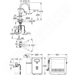 Grohe Blue Professional - Mitigeur d’évier avec unité réfrigérante et filtration, douchette extractible, chrome 31325002