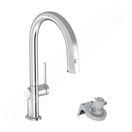 Hansgrohe Aqittura M91 - Mitigeur d'évier avec bec extractible et filtration, sBox, chrome 76826000