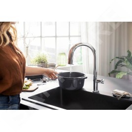 Hansgrohe Aqittura M91 - Mitigeur d'évier avec bec extractible et filtration, sBox, chrome 76826000