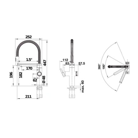 Blanco EVOL-S Pro - Mitigeur d'évier avec bras flexible, douchette et fonction de filtration, doré/noir 527430