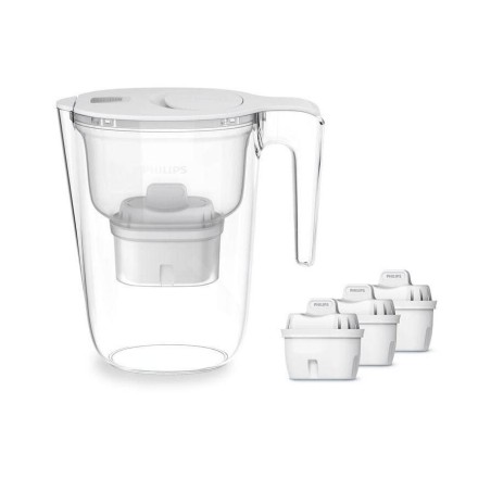 Philips Carafes filtrantes - Carafe filtrante Micro X-Clean Softening+, capacité de 2.6 l, avec minuterie, 3 filtres, blanc