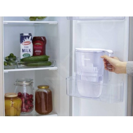 Philips Carafes filtrantes - Carafe filtrante Micro X-Clean Softening+, capacité de 2.6 l, avec minuterie, 3 filtres, blanc