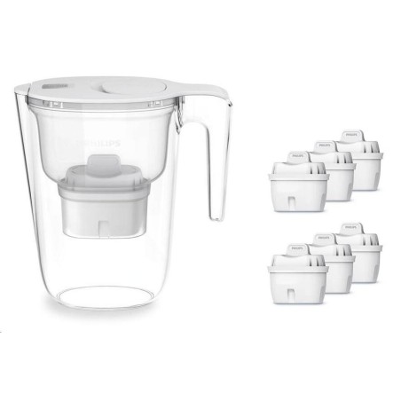 Philips Carafes filtrantes - Carafe filtrante Micro X-Clean Softening+, capacité de 2.6 l, avec minuterie, 6 filtres, blanc