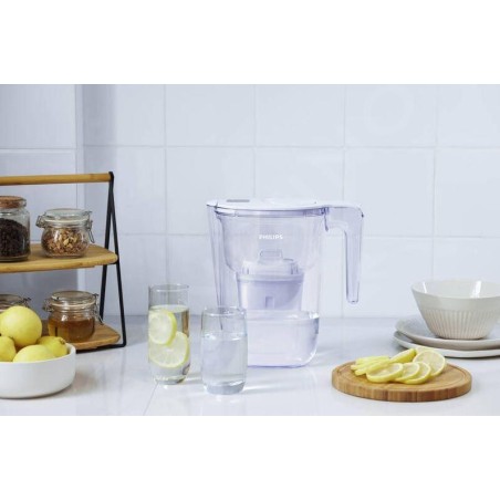 Philips Carafes filtrantes - Carafe filtrante Micro X-Clean Softening+, capacité de 2.6 l, avec minuterie, 6 filtres, blanc