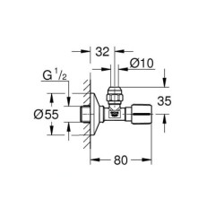 Grohe Universal - Vanne équerre, chrome 22037000
