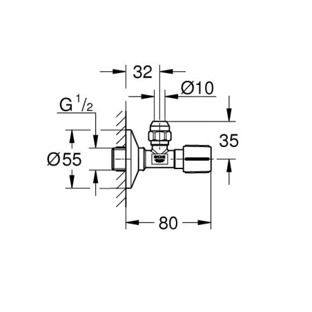 Grohe Universal - Vanne équerre, chrome 22037000