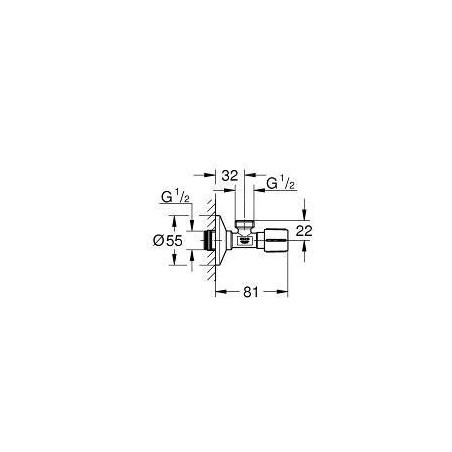 Grohe Universal - Vanne équerre, chrome 22043000