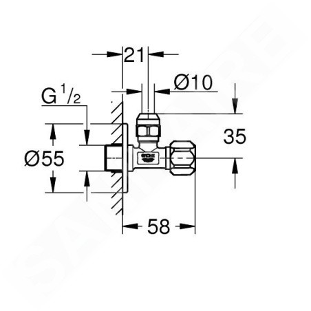 Grohe Universal - Vanne équerre, chrome 22029000
