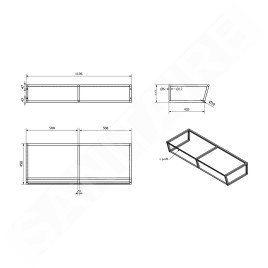 Sapho Ska - Support pour lavabo, 1200 mm, noir mat SKA204