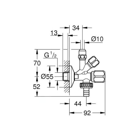 Grohe Universal - Vanne d’angle WAS original, chrome 22036000
