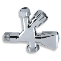 Novaservis Robinets d’angle - Cornet combiné avec valve pour machine à laver 3/8" x 1/2" x 3/4", chromé CF5104
