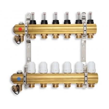 Novaservis Matériel de plomberie - Collecteur avec vannes thermostatiques, rég. avec vannes de débit mécaniques, 9 circuits
