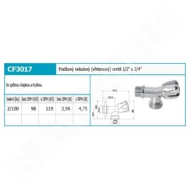 Novaservis Robinets d’angle - Vanne de lavage non ronde 1/2" x 3/4", chromée CF3017