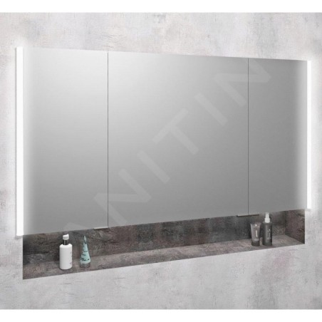 Sapho Integra - Armoire de toilette encastrée avec éclairage LED, 1256x700 mm, miroir/alu titane IN125