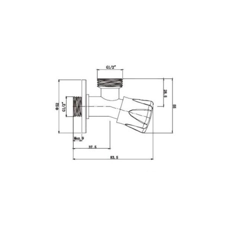 Aqualine Robinets d’angle - Robinet à bille pour lave-linge avec clapet anti-retour 1/2x3/4, chromé 5313