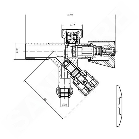 Aqualine Robinets d’angle - Vanne combinée 1/2x3/4x3/8, chromée 5309