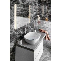 Sapho Integra - Armoire de toilette encastrée avec éclairage LED, 855x700 mm, miroir/alu titane IN085