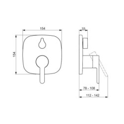 Hansa Designo - Mitigeur de baignoire encastré, avec inverseur pour 2 sorties, chrome 81119593