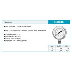 Novaservis Matériel de plomberie - Manomètre 63 mm 1/4" radial, 0-4 bar M6304R