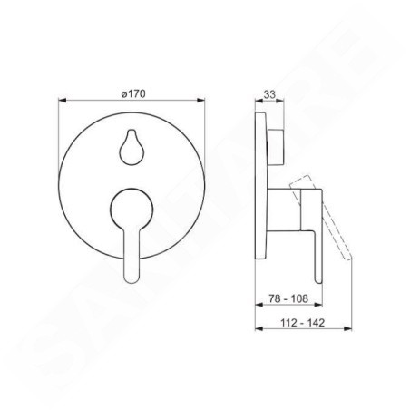 Hansa Designo - Mitigeur de baignoire encastré, avec inverseur pour 2 sorties, chrome 81119563