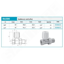 Novaservis Matériel de plomberie - Vanne de radiateur droite 1/2" RA300/15