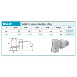 Novaservis Matériel de plomberie - Raccord de radiateur, verrouillable en coin 3/8" RA330/10
