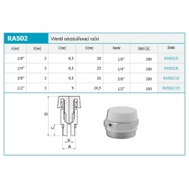 Novaservis Matériel de plomberie - Soupape d'aération manuelle 1/4" RA502/8