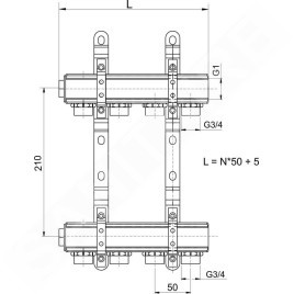 Novaservis Matériel de plomberie - Collecteur avec vis unilatérale G1", 3 circuits RPN03