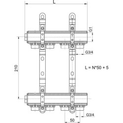 Novaservis Matériel de plomberie - Collecteur avec vis unilatérale G1", 4 circuits RPN04