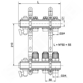 Novaservis Matériel de plomberie - Collecteur avec vannes de contrôle, thermostatiques et mécaniques, 10 circuits RZ10S