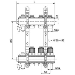 Novaservis Matériel de plomberie - Collecteur avec vannes de contrôle, thermostatiques et mécaniques, 6 circuits RZ06S