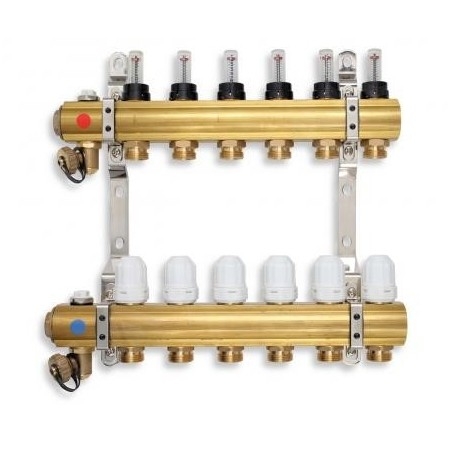 Novaservis Matériel de plomberie - Collecteur avec vannes thermostatiques, rég. avec vannes de débit mécaniques, 6 circuits