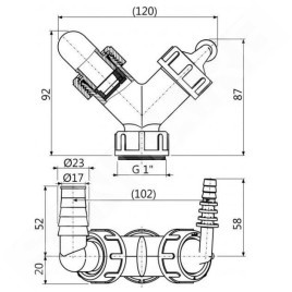 Alcadrain Accessoires - Coude double G1"/8-23 P149Z