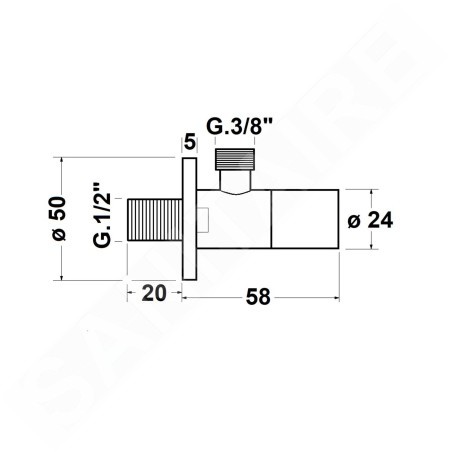 Sapho Robinets d’angle - Vanne d’angle avec rosace, or SL017