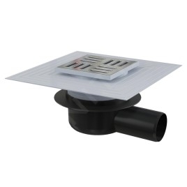 Alcadrain Douchegoten - Siphon de sol latéral 150x150 mm, diamètre 50 mm, 2ème niveau d'isolation, obturateur d'odeurs sec,