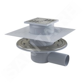 Alcadrain Douchegoten - Siphon de sol, côté 105x105 mm, diamètre 50 mm, 2ème niveau d'isolation, obturateur d'odeurs SMART,