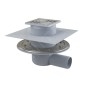 Alcadrain Douchegoten - Siphon de sol, côté 105x105 mm, diamètre 50 mm, 2ème niveau d'isolation, obturateur d'odeurs SMART,