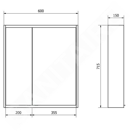 Sapho Batu - Armoire miroir avec éclairage LED, 600x710x150 mm, blanc 1141120