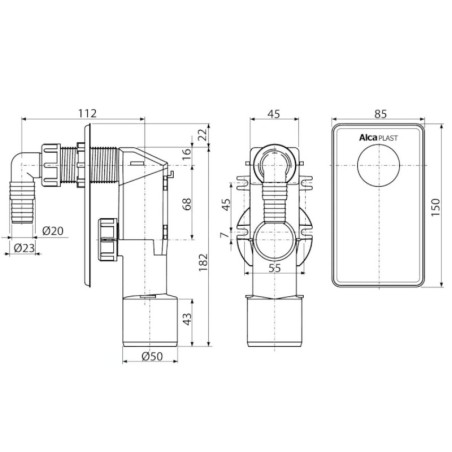 Alcadrain Siphons - Siphon de lave-linge, encastré, blanc APS4