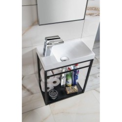 Sapho Ska - Construction Crest avec étagère sous le lavabo, 395x450x217 mm, noir mat AR402