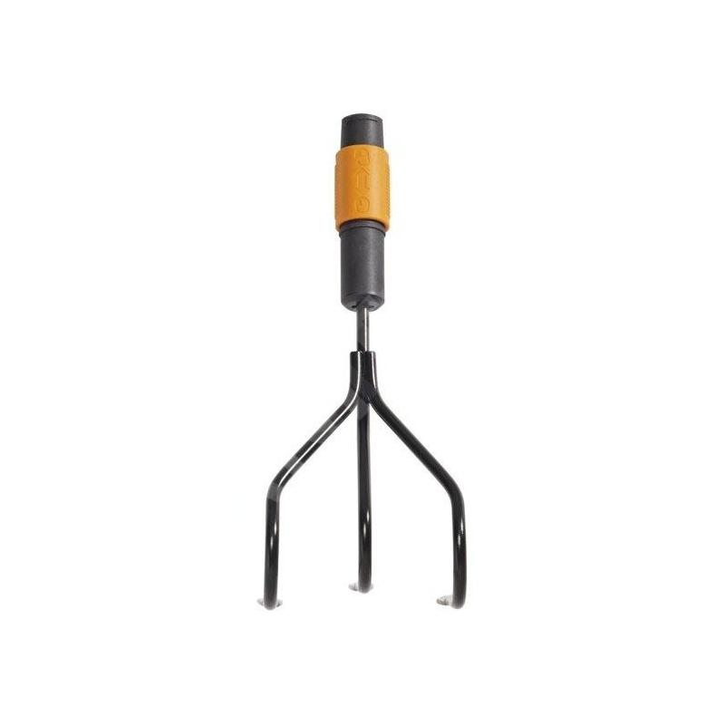 FISKARS Outils de jardinage - Griffe piocheuse à 3 dents spatulées, QuikFit, sans manche 1000680