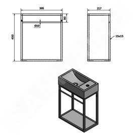 Sapho Ska - Support de lavabo Crest, 395x450x220 mm, blanc mat AR502