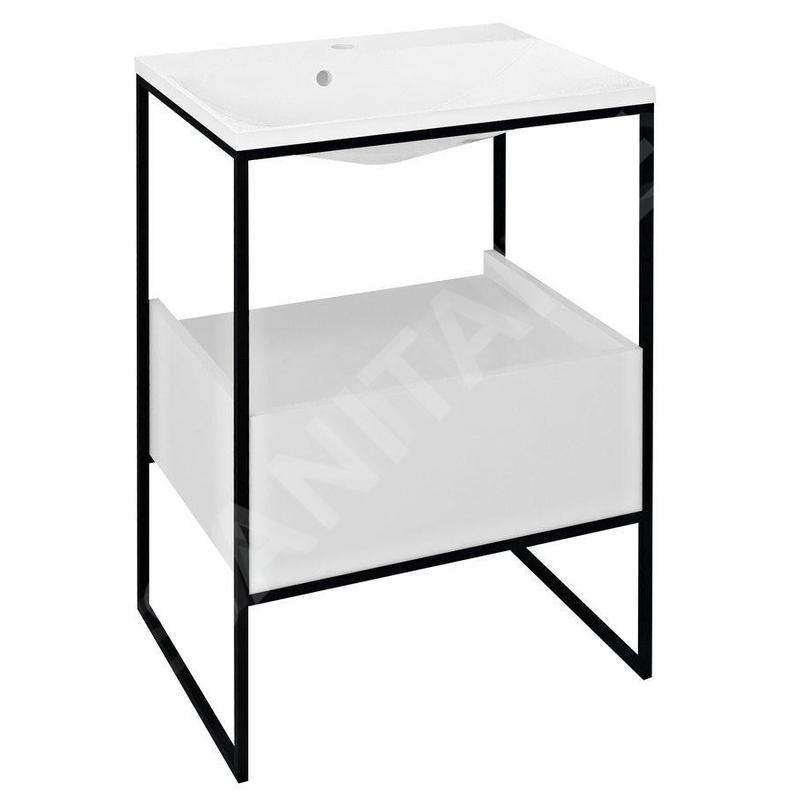 Sapho Ska - Console pour lavabo 595x850x455 mm, 1 tiroir, noir mat/blanc SKA601 Sapho Ska - Console pour lavabo 595x850x455 mm, 1 tiroir, noir mat/blanc SKA601