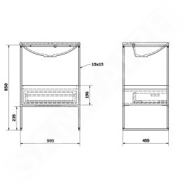 Sapho Ska - Console pour lavabo 595x850x455 mm, 1 tiroir, noir mat/blanc SKA601