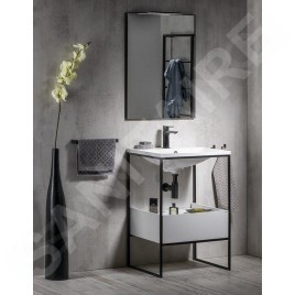 Sapho Ska - Console pour lavabo 595x850x455 mm, 1 tiroir, noir mat/blanc SKA601